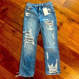 Flying monkey ripped mom jeans